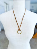 Bronze O-Ring on Taupe Brown Leather Necklace