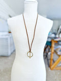 Bronze O-Ring on Taupe Brown Leather Necklace