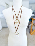 Bronze O-Ring on Taupe Brown Leather Necklace
