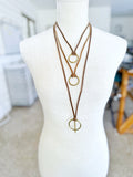 Bronze O-Ring on Taupe Brown Leather Necklace