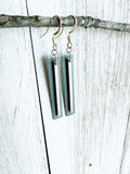 Silver Bar on Dusty Teal Leather Earrings w/ Silver Ear-wires