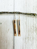 Silver Bar on Champagne Leather Earrings w/ Silver Ear-wires