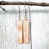 Pink Leather Bars w/ Silver Hardware Earrings