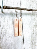Pink Leather Bars w/ Silver Hardware Earrings