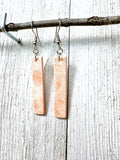 Pink Leather Bars w/ Silver Hardware Earrings