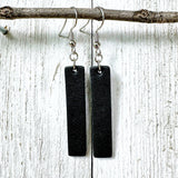 Black Leather Bars w/ Silver Hardware Earrings