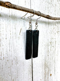 Black Leather Bars w/ Silver Hardware Earrings