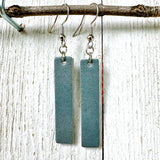 Dusty Teal Leather Bars w/ Silver Hardware Earrings
