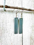 Dusty Teal Leather Bars w/ Silver Hardware Earrings