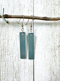 Dusty Teal Leather Bars w/ Silver Hardware Earrings