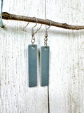 Dusty Teal Leather Bars w/ Silver Hardware Earrings