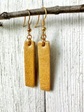 Butterscotch Yellow Leather Bars w/ Gold Hardware Earrings