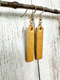Butterscotch Yellow Leather Bars w/ Gold Hardware Earrings