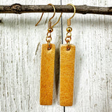 Butterscotch Yellow Leather Bars w/ Gold Hardware Earrings