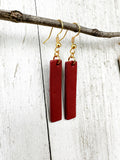 Red Leather Bars w/ Gold Hardware Earrings