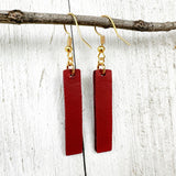 Red Leather Bars w/ Gold Hardware Earrings