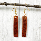 Light Brown Leather Bars w/ Gold Hardware Earrings
