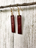 Dark Brown Leather Bars w/ Gold Hardware Earrings