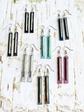 Silver Bar on Dusty Teal Leather Earrings w/ Silver Ear-wires