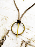 Bronze O-Ring on Taupe Brown Leather Necklace