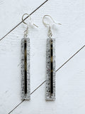 Silver Bar on Leather Earrings w/ Silver Ear-wires