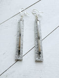Silver Bar on Leather Earrings w/ Silver Ear-wires