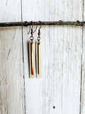 14K Rose Gold Bar on Champagne Leather w/ Copper Earwires