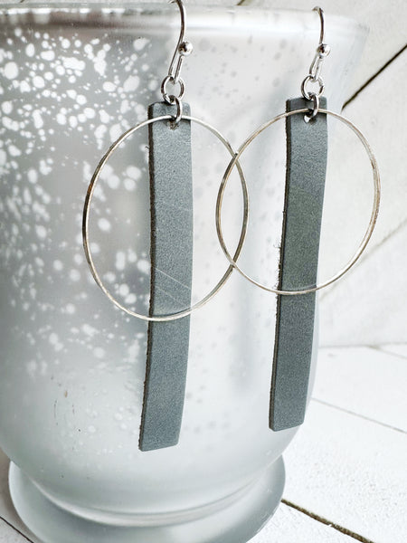 【HYERES LOR】Noailles Silver circle Bar earring 15cm Short_Minimalist_Circle_Earrin